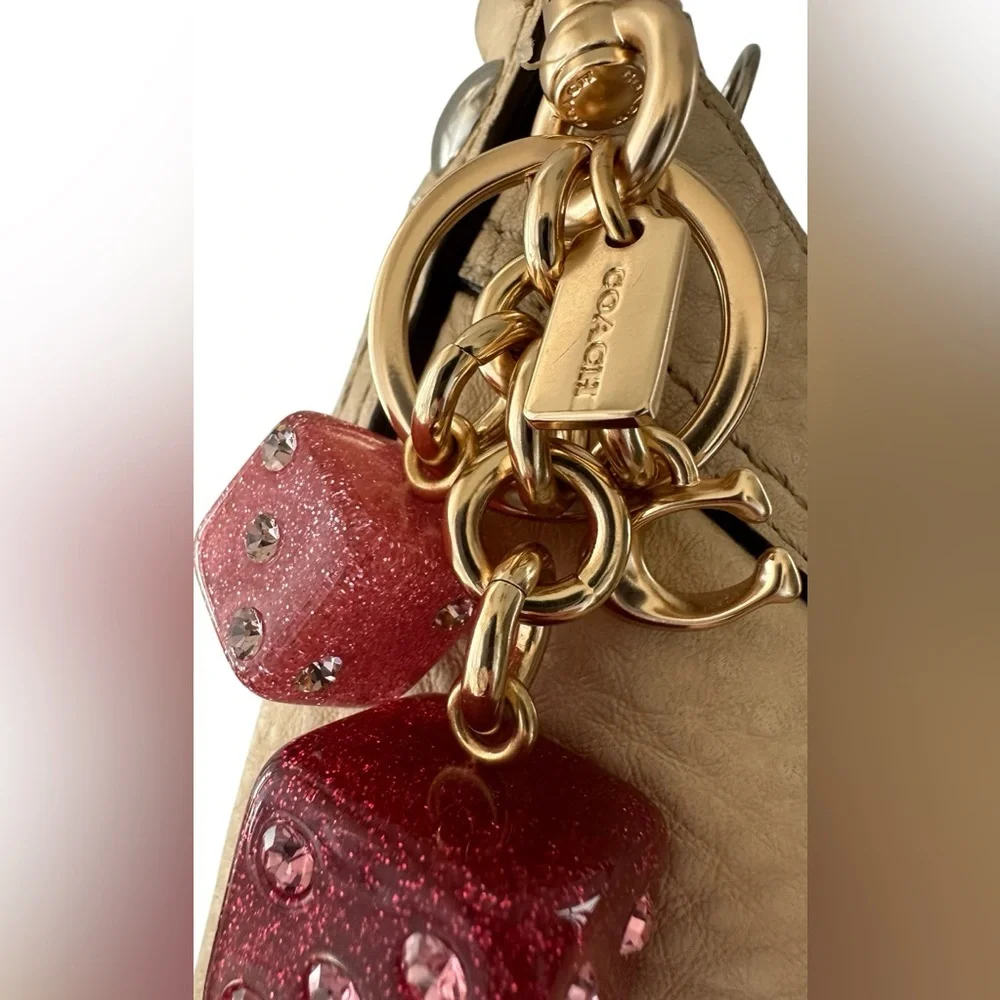 Coach red dice cluster  charm / key fob Gold ,pink and Red . NWOT - Picture 9 of 11